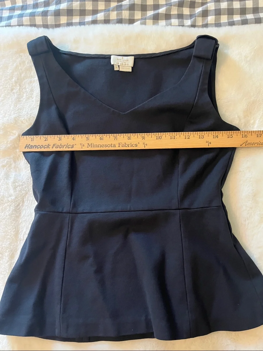 Kate Spade Ponte Sleeveless Peplum Top Bow on Shoulders Black Size 2